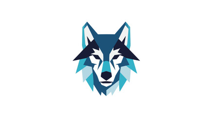 Blue faceted geometric wolf head logo © gudangPIXEL