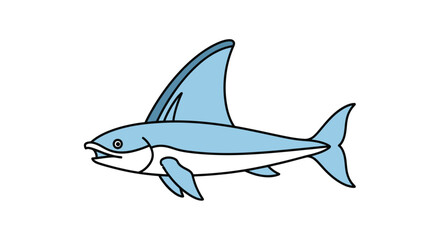 Obraz premium Blue shark fish marine life illustration