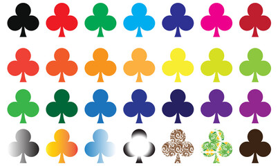Fototapeta premium Icon Set of colorful club suit on a white background