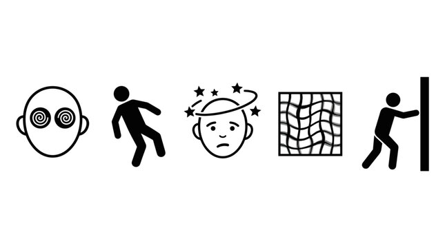 Set of Mental Health and Dizziness Symptom Icons