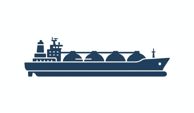LNG cargo tanker ship silhouette icon for maritime transport