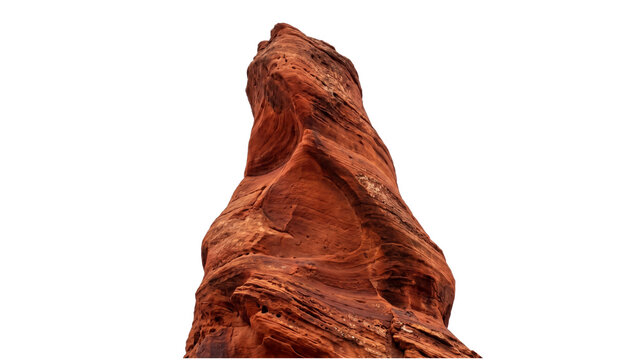 Red sandstone rock formation with swirling textures isolated on transparent background stone geological erosion weathering sedimentary canyon desert southwest arid