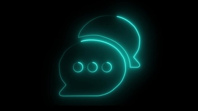 Seamless loop animation concept on black background. Motion graphics of Empty copy space idea. Navy blue color chatting icon. 