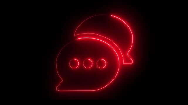 Seamless loop animation concept on black background. Motion graphics of Empty copy space idea. Redcolor chatting icon. 