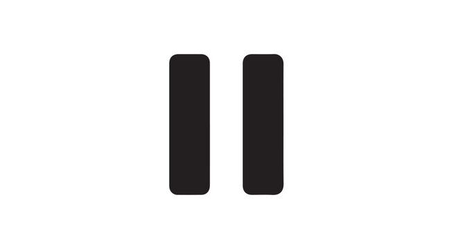 Pause Button Icon Bold Black Solid Symbol on White Background