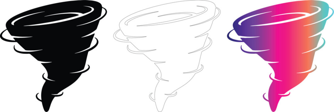 Minimalist Tornado Icon Set Solid Outline and Gradient