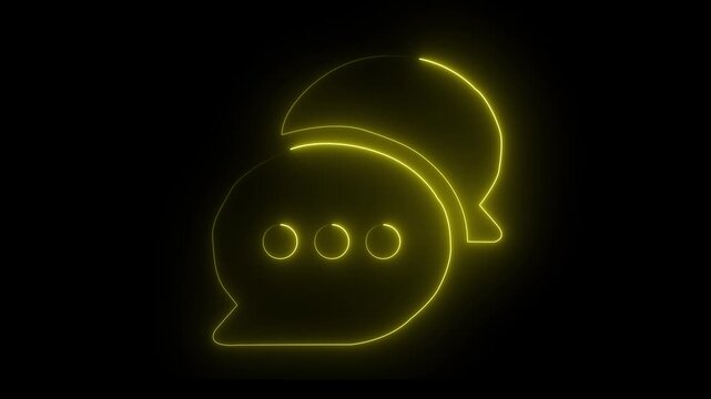 Seamless loop animation concept on black background. Motion graphics of Empty copy space idea. Yellow color chatting icon. 