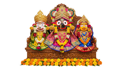Fototapeta premium Idols of lord jagannath, balabhadra and devi subhadra isolated on transparent background