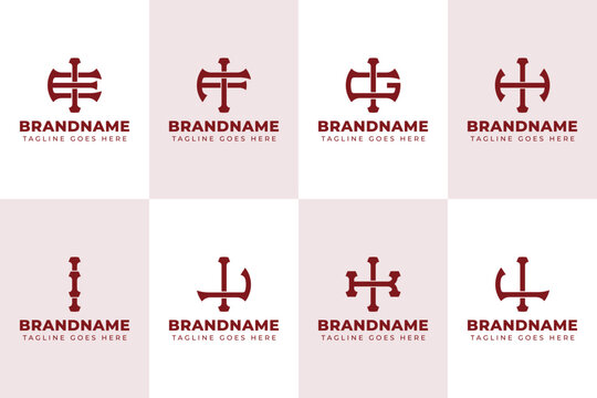 Letters IE IF IG IH II IJ IK IL Monogram Logo Set