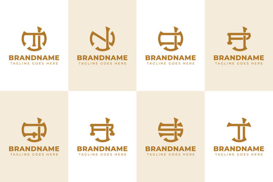 Letters JM JN JO JP JQ JR JS JT Monogram Logo Set