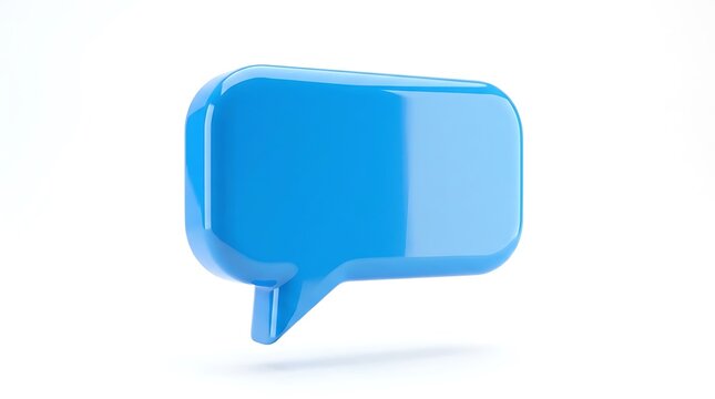 3D blue speech bubble comment icon with tail