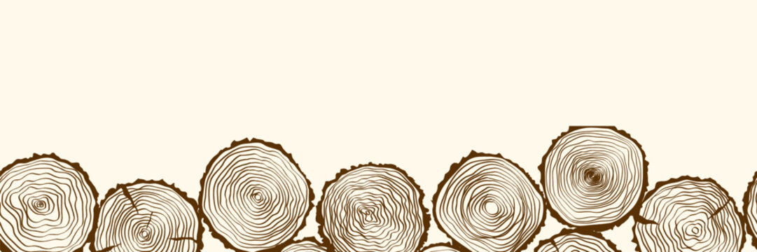 Tree ring wood trunk cut line texture pattern doodle annual luxury illustration with golden concentric timber circles and elegant black background for premium branding
