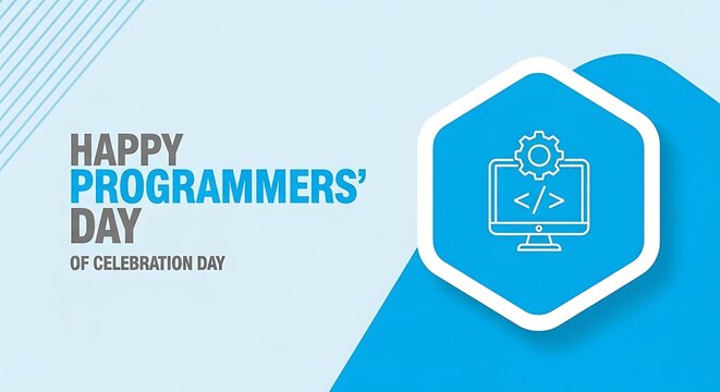 Celebration of Programmers Day with Happy Coding Theme and Digital Technology Icon