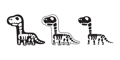 Brachiosaurus dinosaur fossil icon skeleton bone skull vector cartoon character doodle illustration logo isolated design © CNuisin