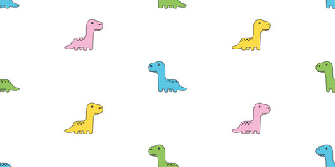Brachiosaurus seamless pattern dinosaur cartoon vector character doodle illustration tile background wrapping paper repeat wallpaper scarf isolated design © CNuisin