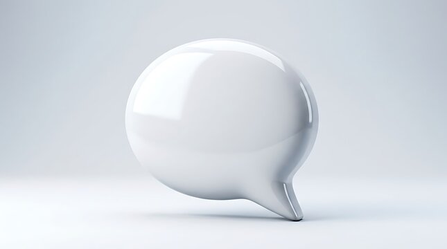 Modern glossy speech bubble icon on light background