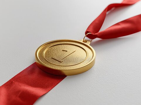 1st rank badge icon. 3D Guarantee quality
and best product icon. Winners ribbon.
Vector illustration. 3d rendering of the 1st
place medal, gold and red ribbon, sports,
competitions, and certificates.