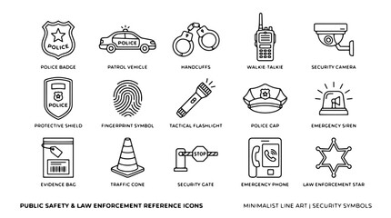 Public Safety Icons, Law Enforcement Symbols, Security Signs, Emergency Service Logos © Rosie