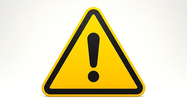 Yellow triangular warning exclamation mark sign