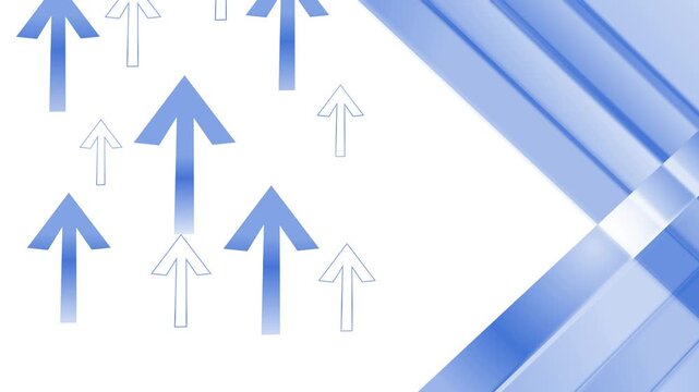 Upward arrows with diagonal stripes shape background animation