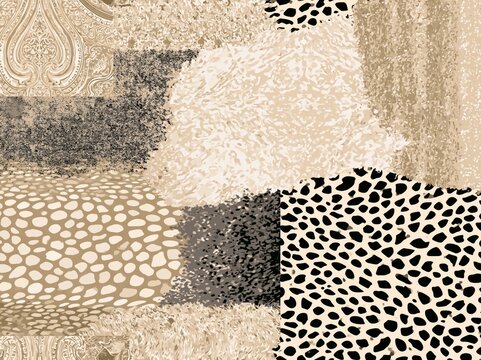 vector, artistic vintage  abstract cream, beige  patch, damask, animal skin textures mixed/ Vector arts for vintage, ethnic style design / modern  pattern for carpet, rug, scarf, clipboard, shawl