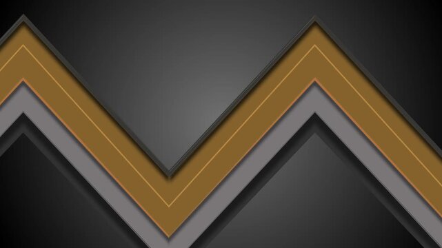 Abstract layered chevron shapes in dark with soft shadows, modern geometric design background animation