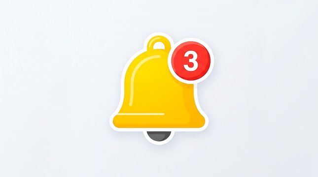 Yellow notification bell icon with red badge showing number three