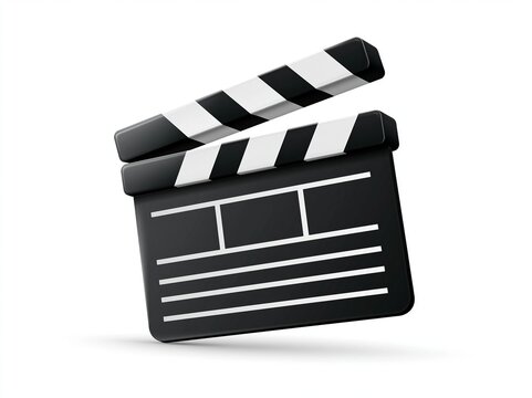3D movie clapper, clapperboard. clapboard
clapper board cartoon. clap clapperboard,
action director, slate camera clapboard
clapper board sign. isolated symbol vector
illustration
