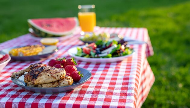Close Up of Delicious Summer Picnic Food Arrangement