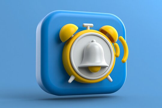 3D Alarm icon. Ringing alarm clock 3D realistic render vector illustration isolated on blue background. Alarm clock volumetric button. 3D icon, reminder and deadline notice
symbol.