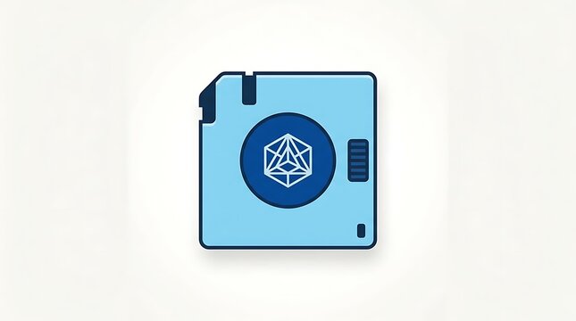 Flat design camera icon with 3D geometric shape inside