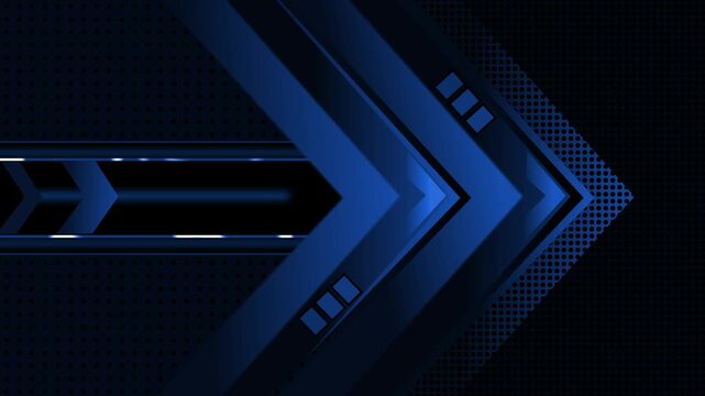 Abstract futuristic chevron arrows layered over dotted dark background animation, sleek geometric tech design