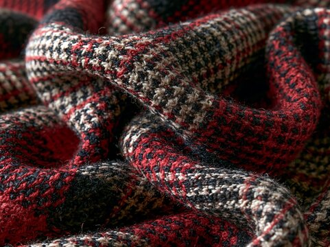 Knit wool plaid background pattern. Traditional warm checkered handmade stitch texture effect. Seamless masculine tweed effect fabric. Melange winter tartan all over print.

