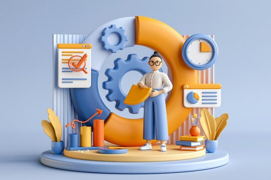 Concept of Project initiation. Project managment, life cycle. 3d vector illustration. Assignments , analyzing data concept. 3d vector illustration. Different features, 3D vector illustration free edit