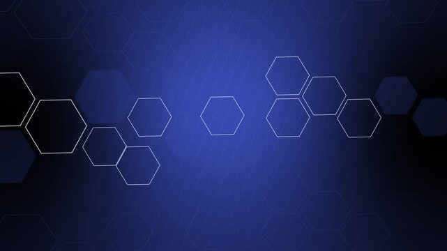 Abstract tech background with hexagonal shapes and diagonal lines animation