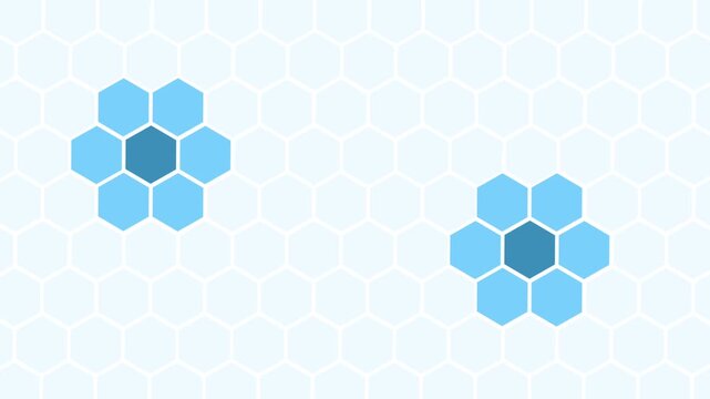 Minimalist hexagon clusters on mint honeycomb background animation