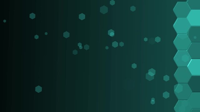 Abstract dark background with scattered translucent hexagons animation