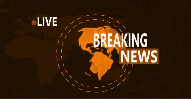 Tv-style breaking news graphic with world map background animation