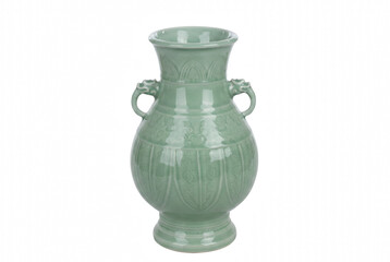 Antique Chinese Celadon Green Porcelain Vase with Dragon Handles © Nadira