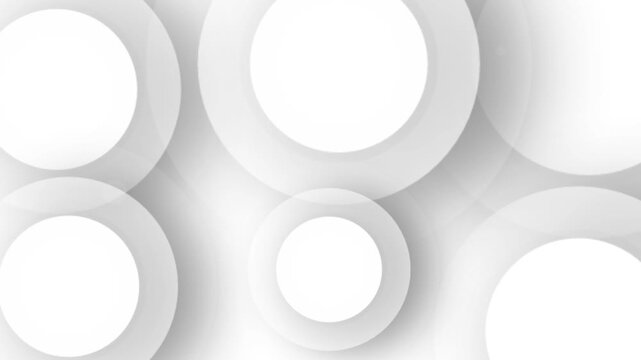 Minimal white concentric circles animated, Soft abstract background of overlapping concentric circles minimalist bokeh-like pattern animation