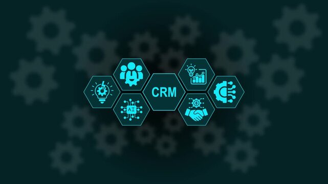 CRM Software Animation with Customer Relationship Management and Business Growth