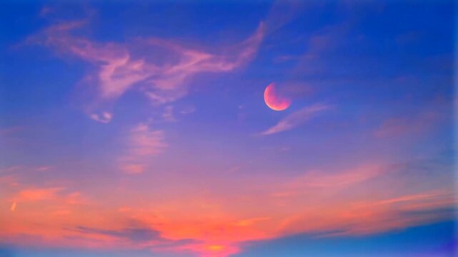 Pink sky  fantasy-style with clouds.