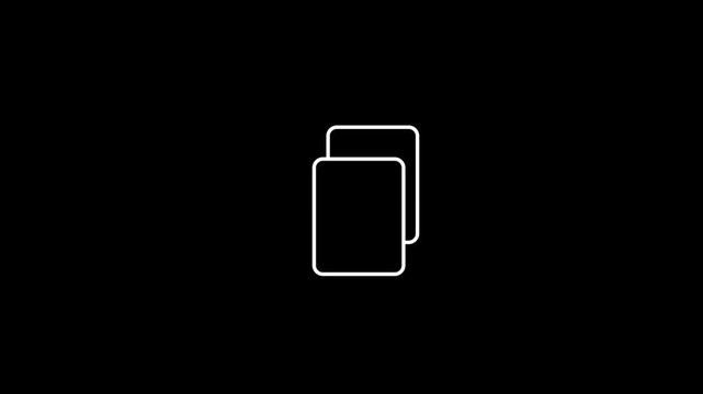 Animated line icon of document pages stacking together on black background, concept of data storage, documentation, and digital filing. with 4k video animation.