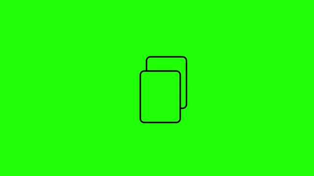 Animated line icon of document pages stacking together on green background, concept of data storage, documentation, and digital filing. with 4k video animation.
