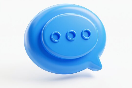 3D blue dialogue icon. Speech bubbles symbol for chat on social media icon isolated on background. Support, chat, 3d comments thread mention or user chat. 3d speech bubbles icon vector illustration