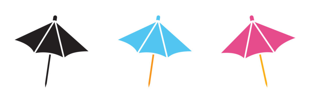 Colorful paper cocktail umbrella icons