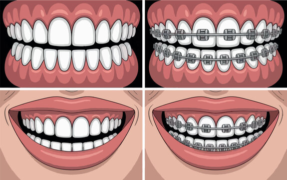 Comparison of teeth before and after orthodontic braces treatment