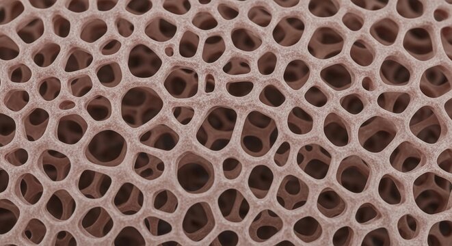 Detailed close-up view of healthy, regenerative spongy bone tissue structure.