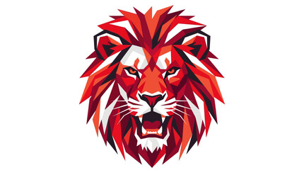 Geometric red lion head abstract art design for bold, sharp, edgy style. Suitable for graphic design projects needing intense imagery. © Hadi
