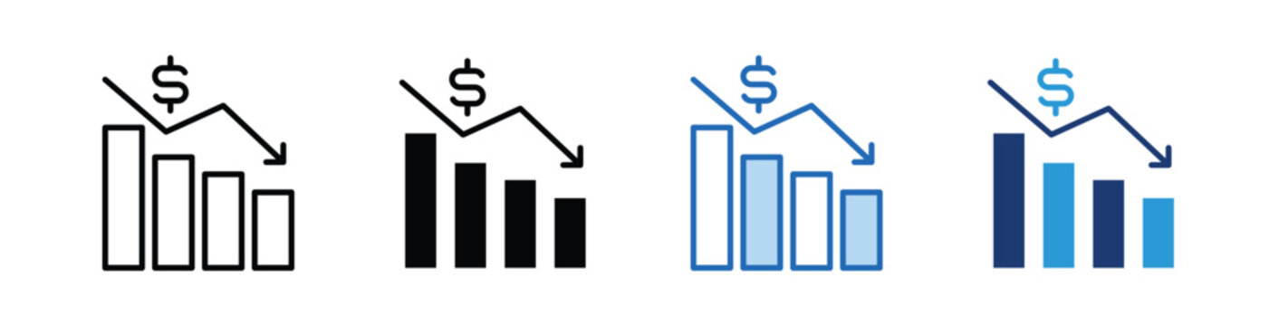 CHART DOWN  icon Collection With Multiple Styles